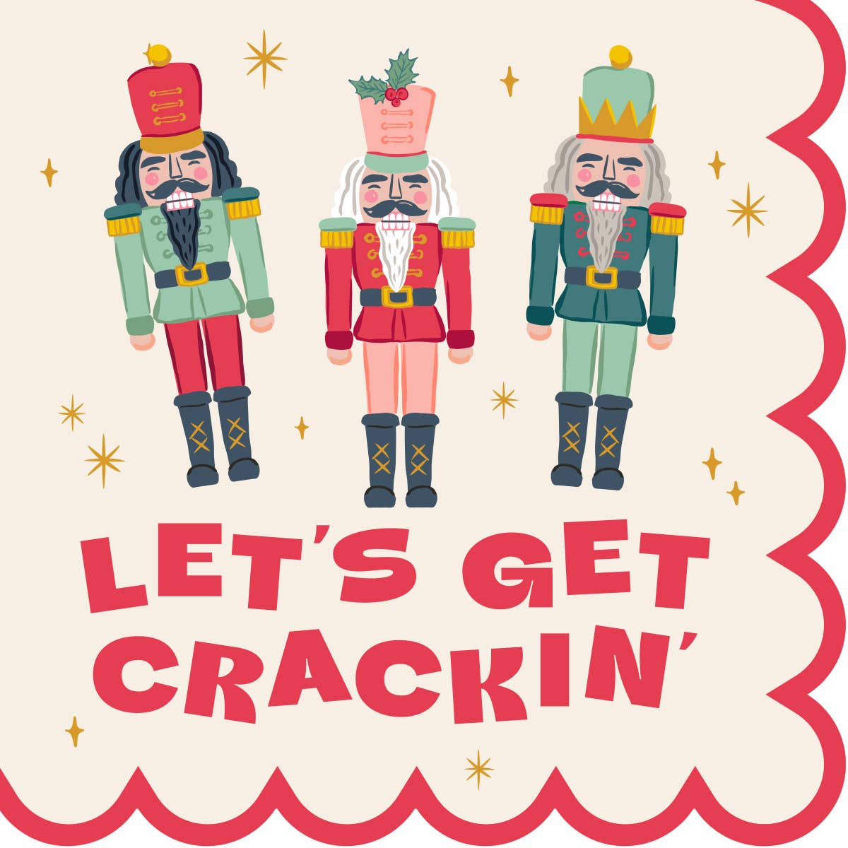 Funny Holiday Cocktail Napkins | Let's Get Crackin Scallop