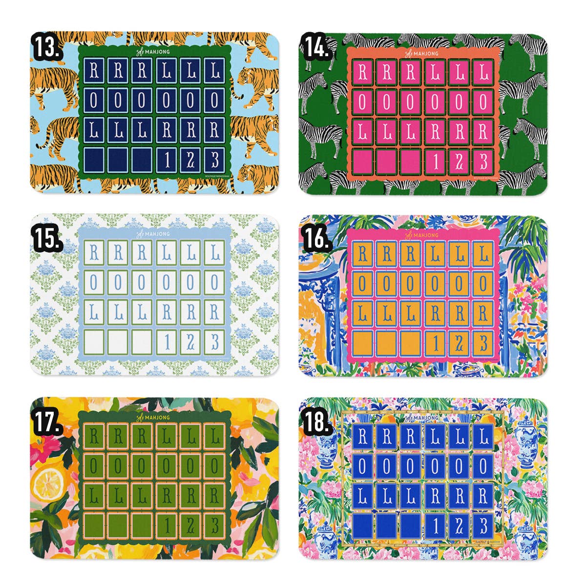 Mahjong Solo Practice Mats, Neoprene, Mix-n-Match Designs