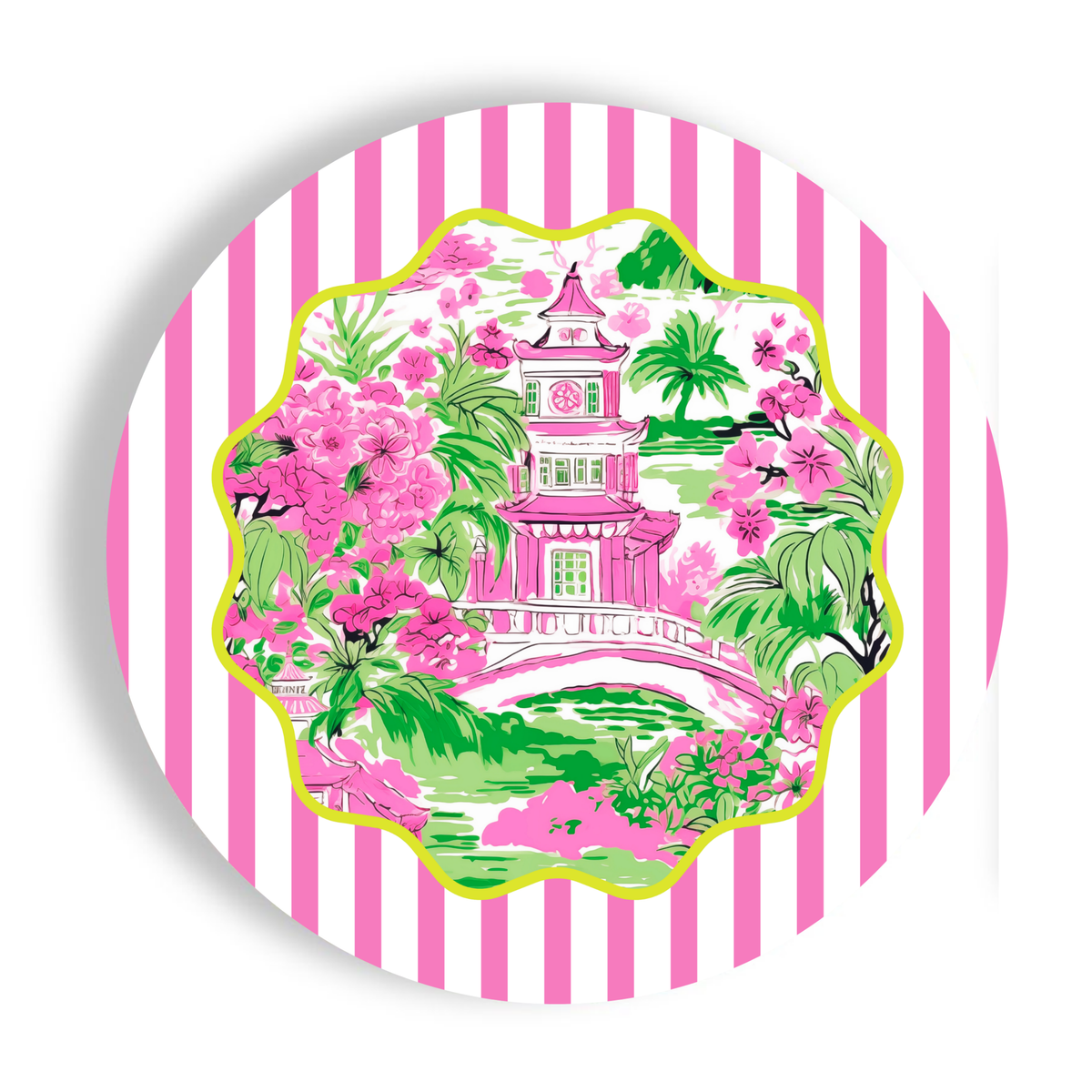 Chinoiserie Stripes 9" Salad / Luncheon Paper Plates (24 ct)