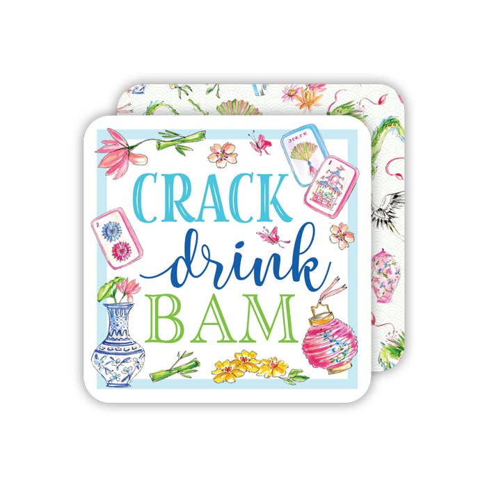 Crack Drink Bam Mahjong Icons Square Coasters