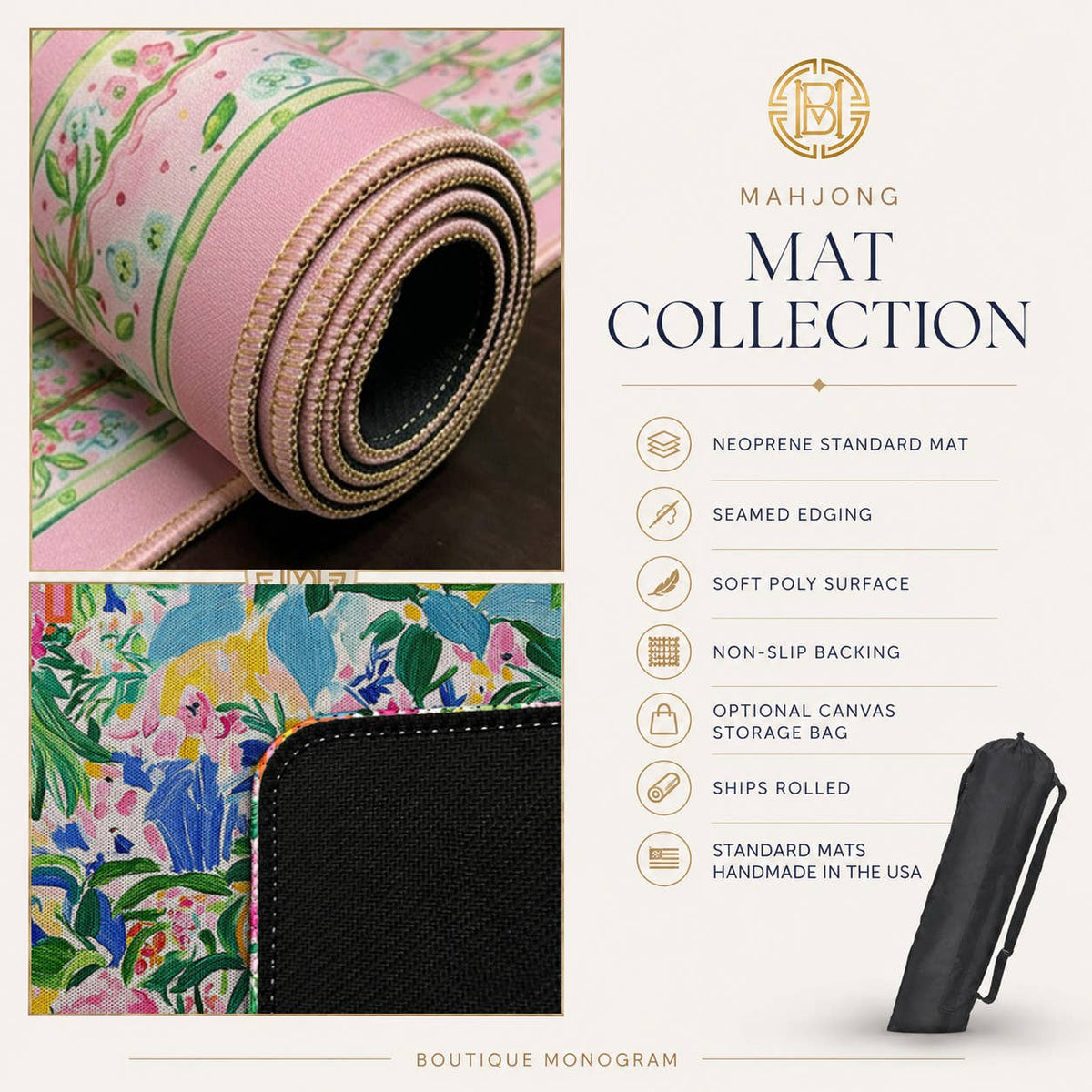 Mahjong Mat 31", Neoprene, Preppy, Boutique Monogram