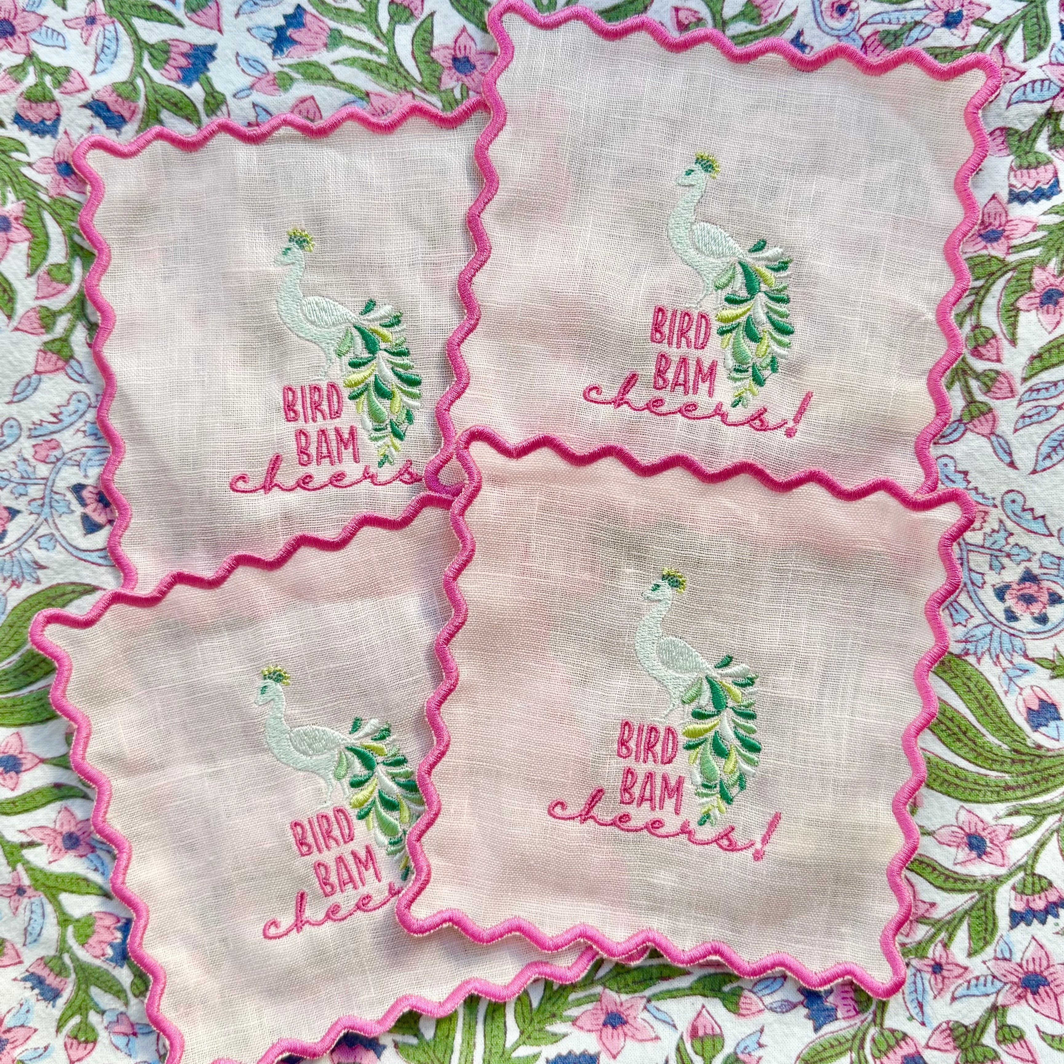 Bird Bam Cheers Linen Cocktail Napkins