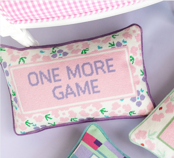 One More Game Needlepoint Pillow