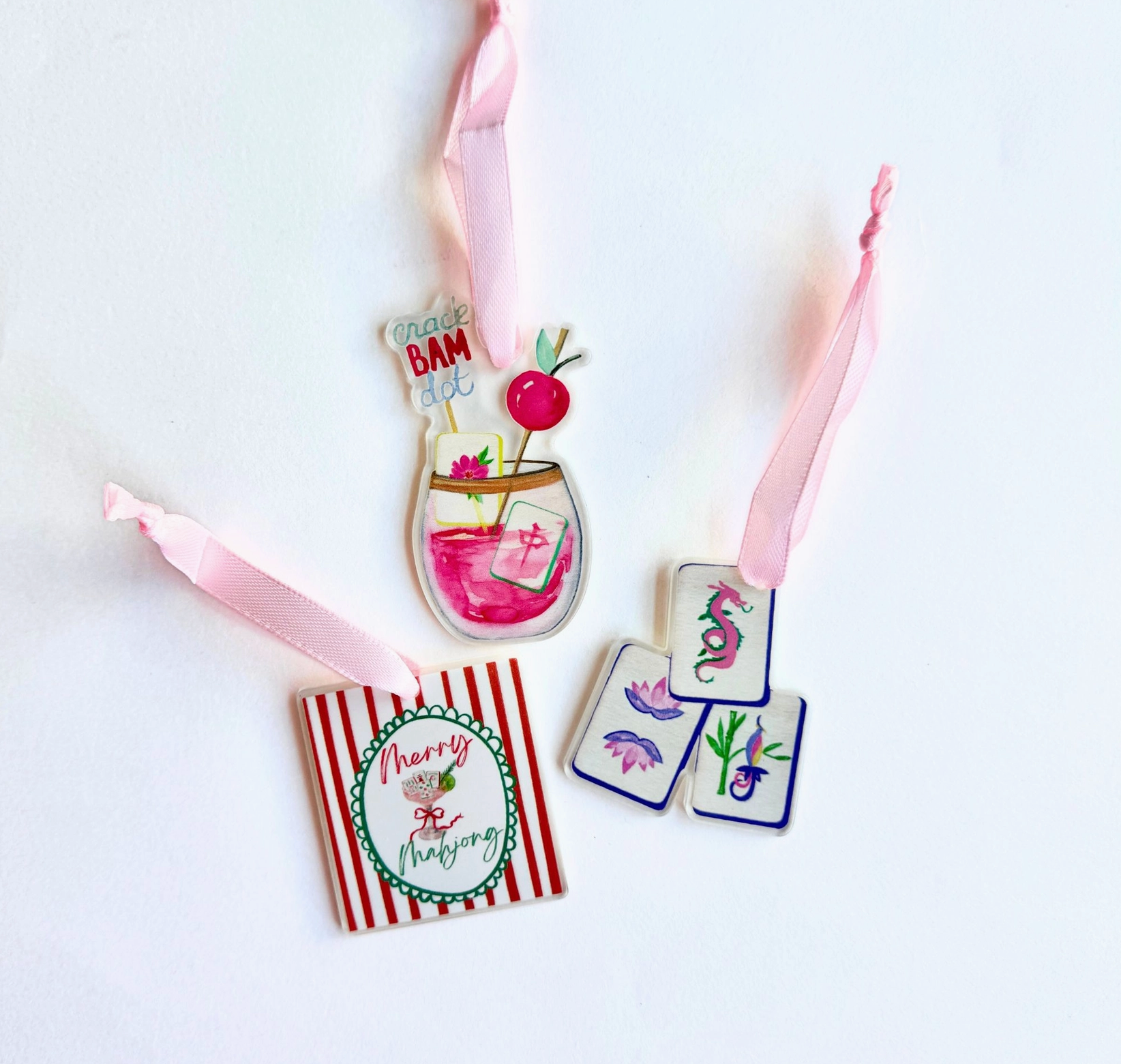 Mahjong Christmas Petite Ornament Acrylic Mahj gift, acrylic