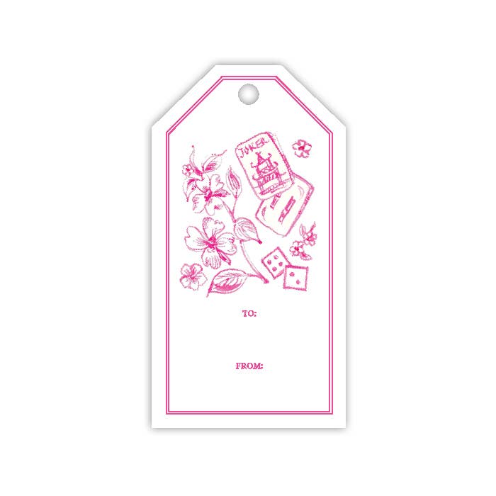 Pink Mahjong Toile Gift Tag