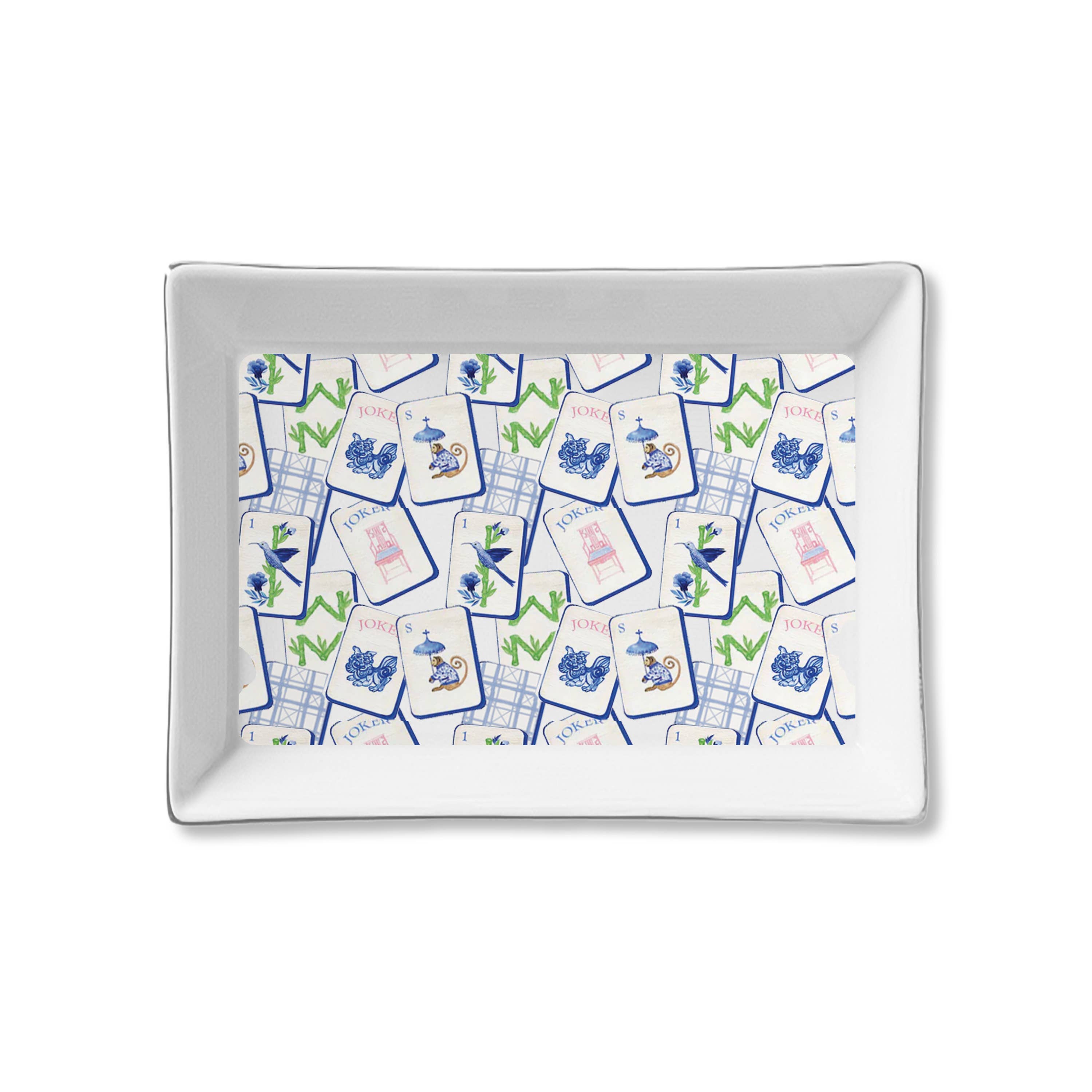 Ceramic Tray - Blue Mahjong