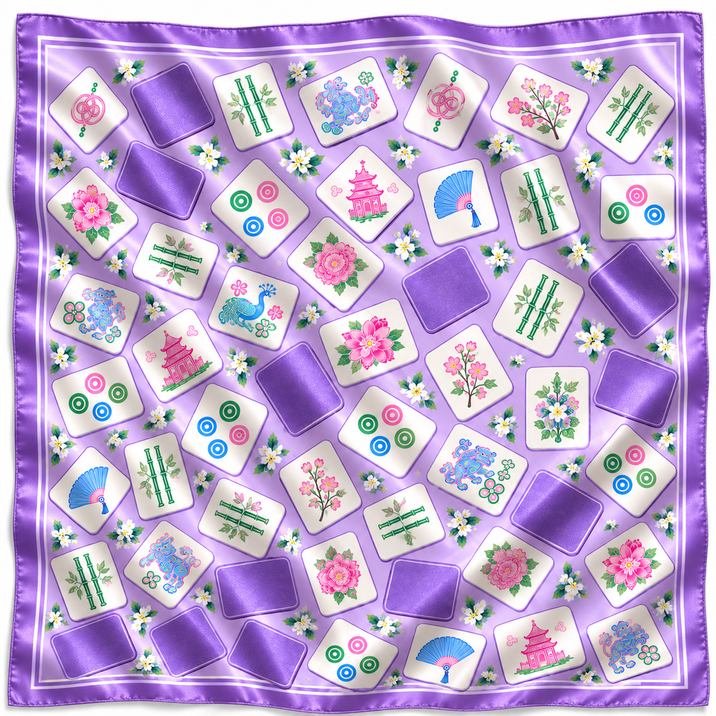 Mahjong Tiles Silky Bandana Scarf (4 PRINTS, 2 SIZES)