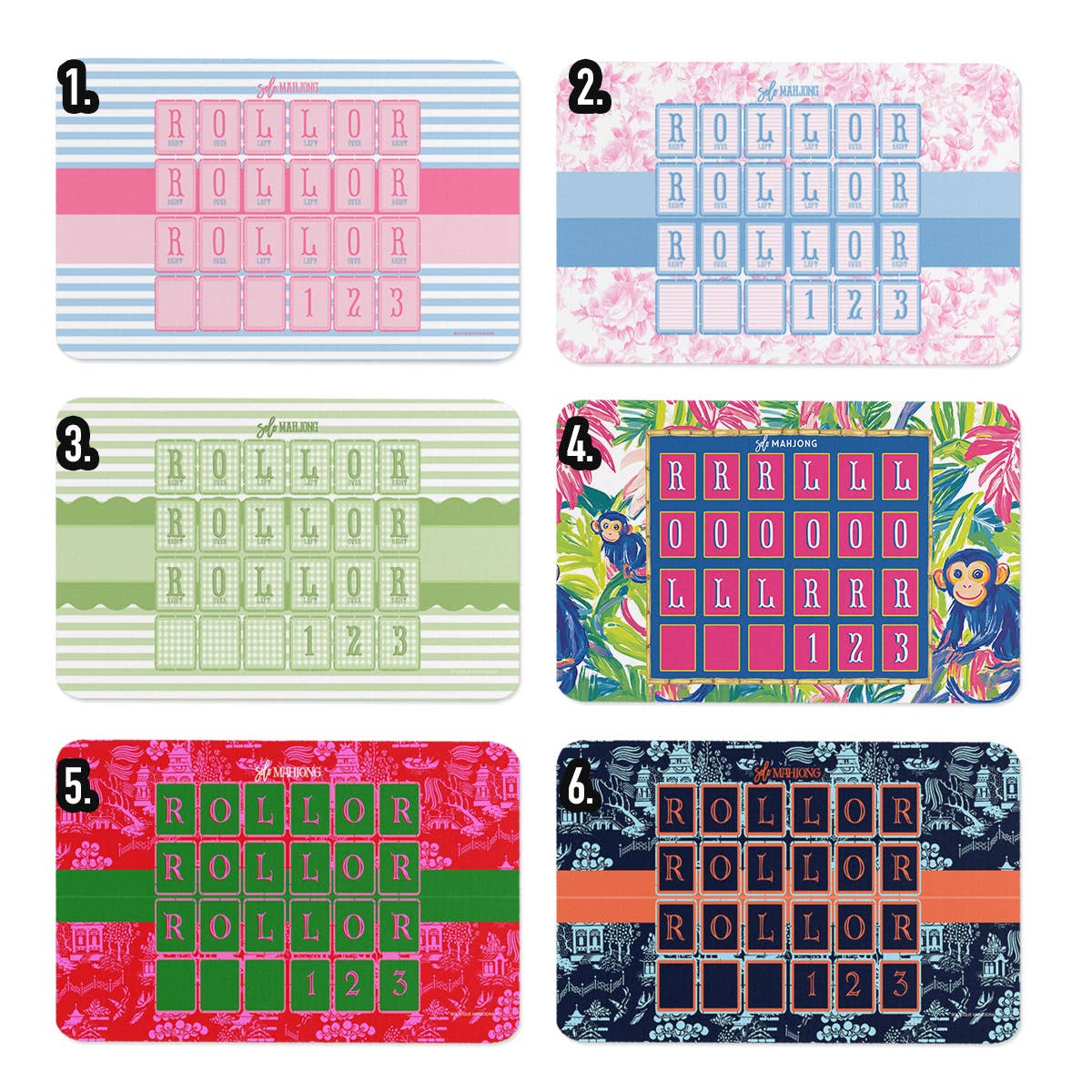 Mahjong Solo Practice Mats, Neoprene, Mix-n-Match Designs