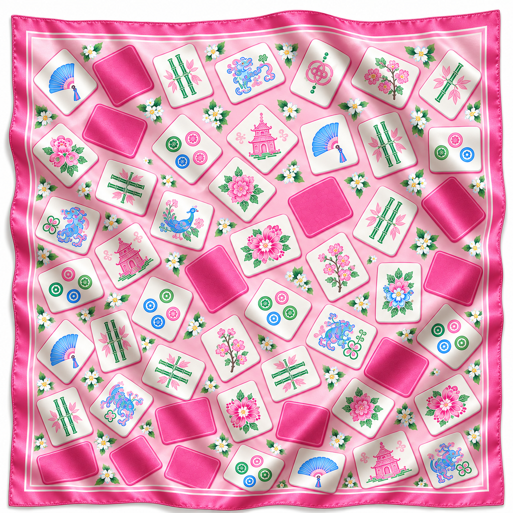 Mahjong Tiles Silky Bandana Scarf (4 PRINTS, 2 SIZES)