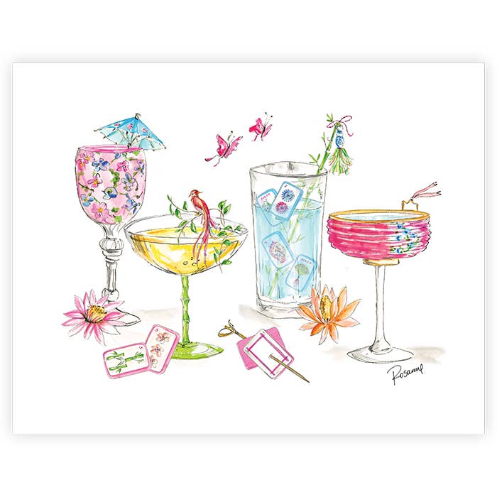 Hand Painted Mahjong Cocktail Art Print